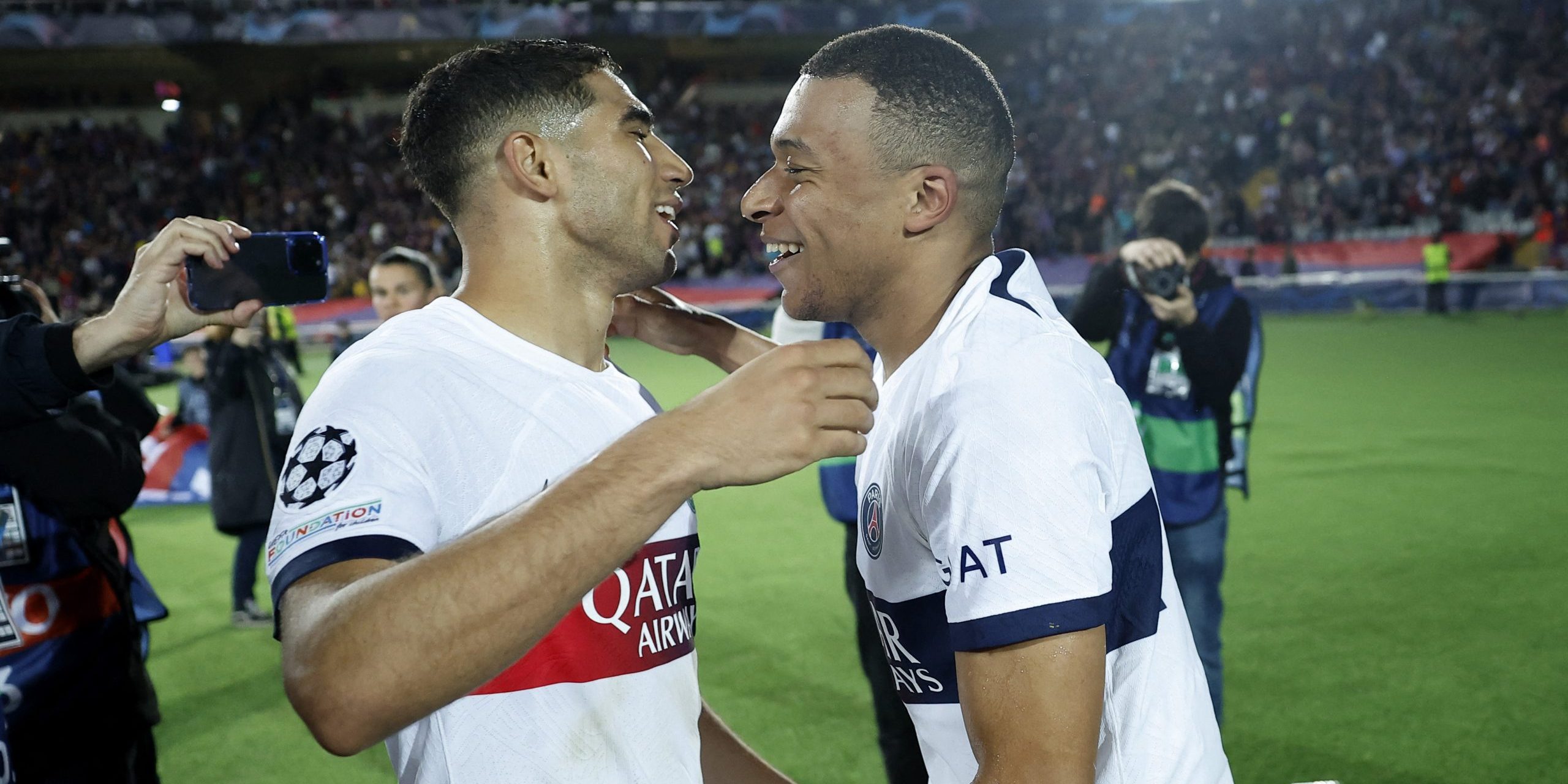 Achraf Hakimi och Kylian Mbappe