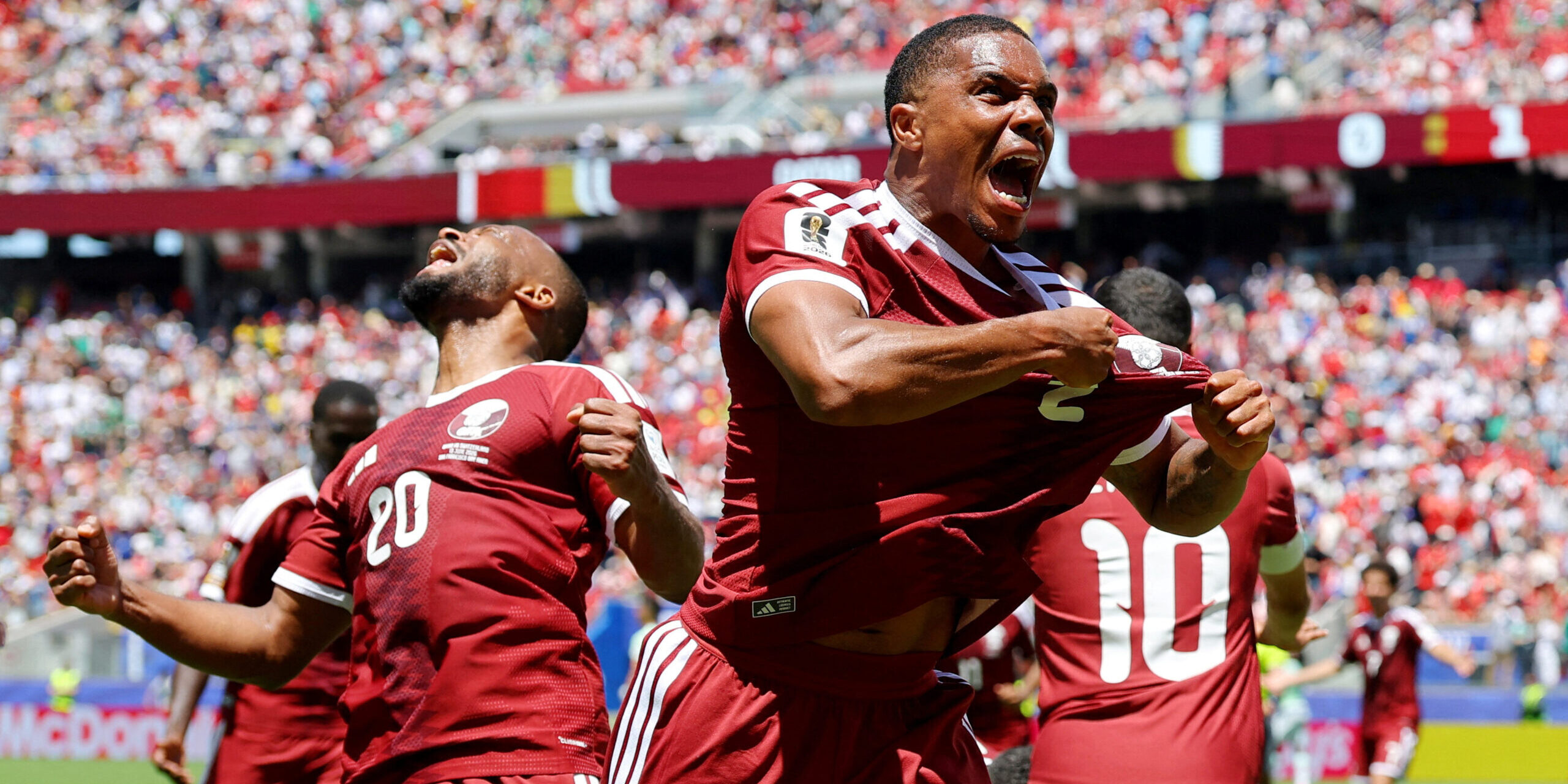 Qatar firar sitt första mål i VM 2026