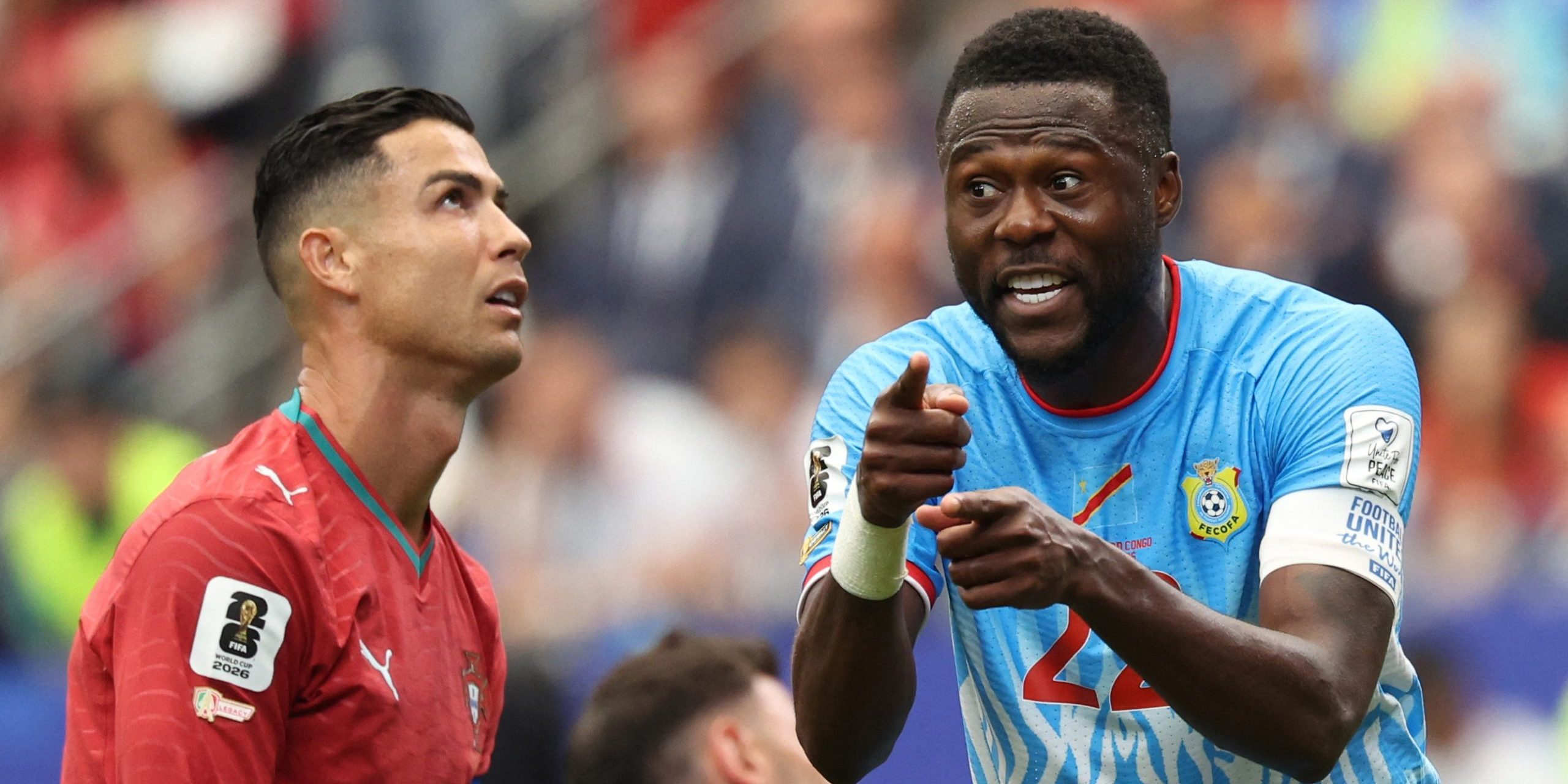 Portugals Cristiano Ronaldo och Kongos Chancel Mbemba