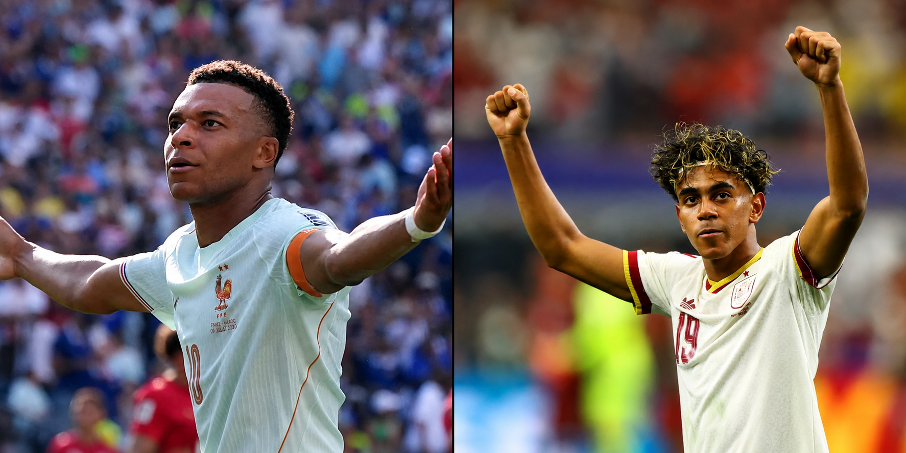 Kylian Mbappe och Lamine Yamal - Frankrike mot Spanien